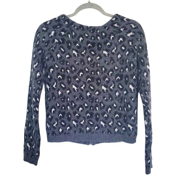 New Ella Moss Angora Wool Sweater S Zip Jacket Leopard Whimsigoth Gray Black - Picture 6 of 7